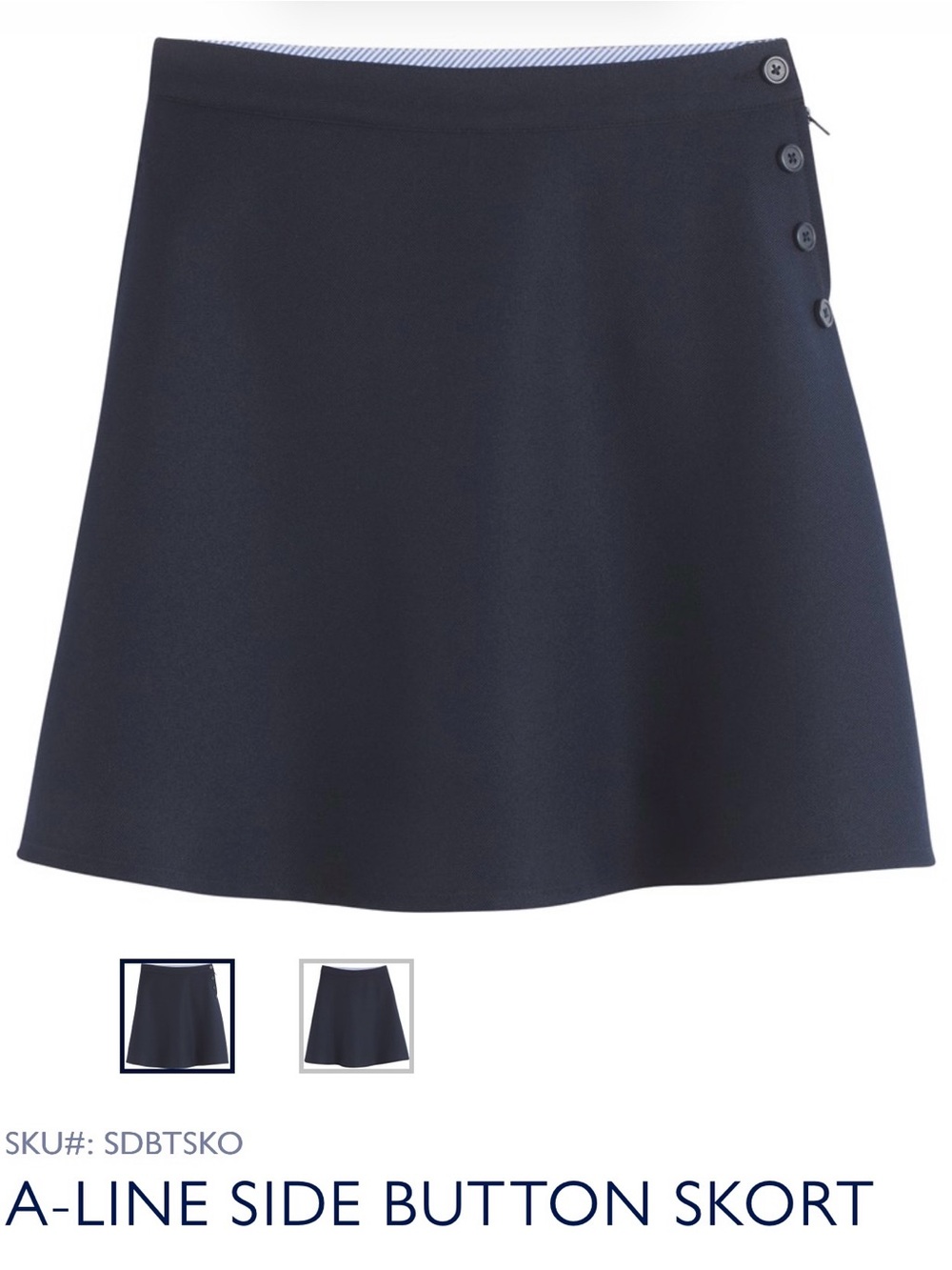 Tommy Hilfiger - School Uniform A-Line Side Button Skort - Navy